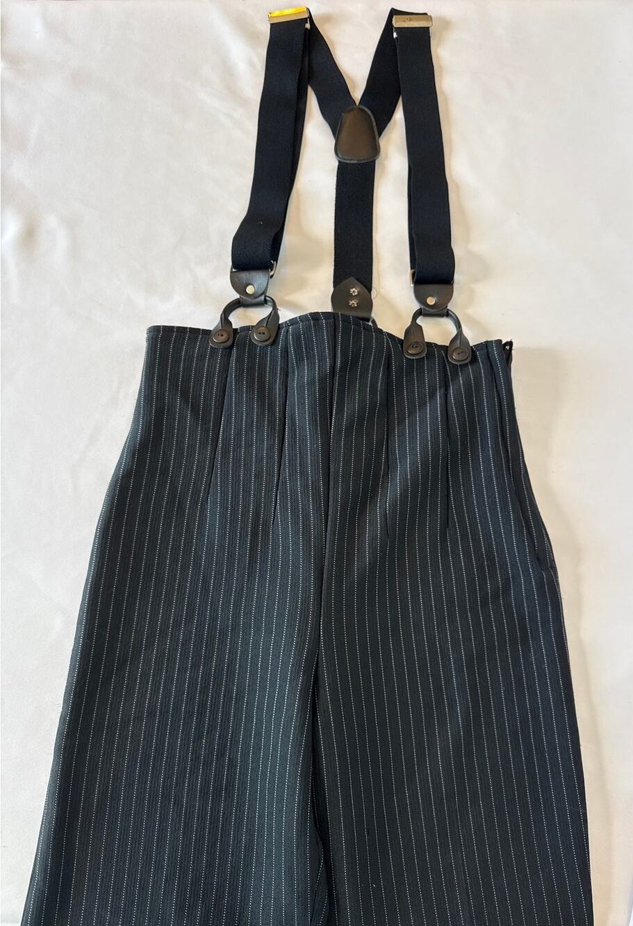 Vintage Y2K Contempo Casuals Pinstripe Suspender Pants High Waist Goth USA L